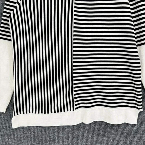 Karen Millen Sweater Womens Large Black White Striped Long Sleeve Tunic - Picture 8 of 10